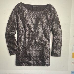 J. Crew Sequined Black/Charcoal Top, Size M